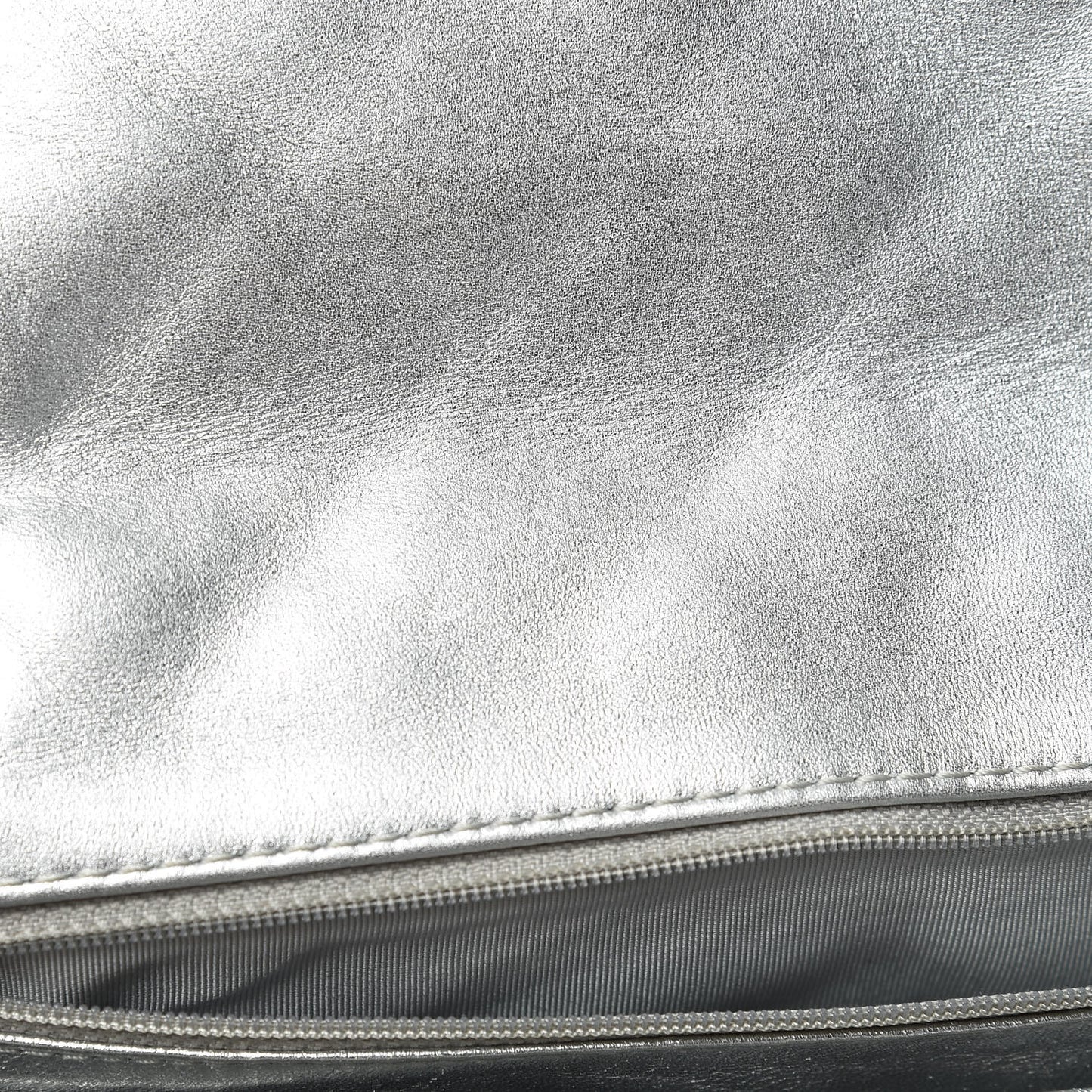 Metallic Lambskin Quilted Maxi Single Flap Silver