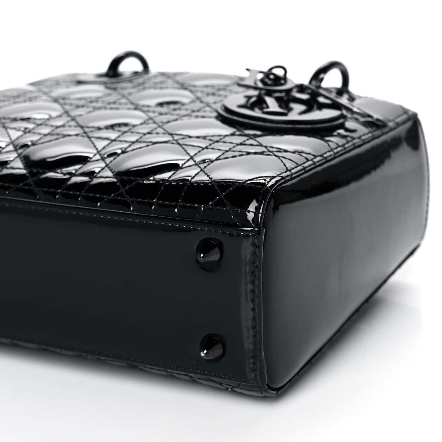 Patent Cannage Small Lady Dior Black
