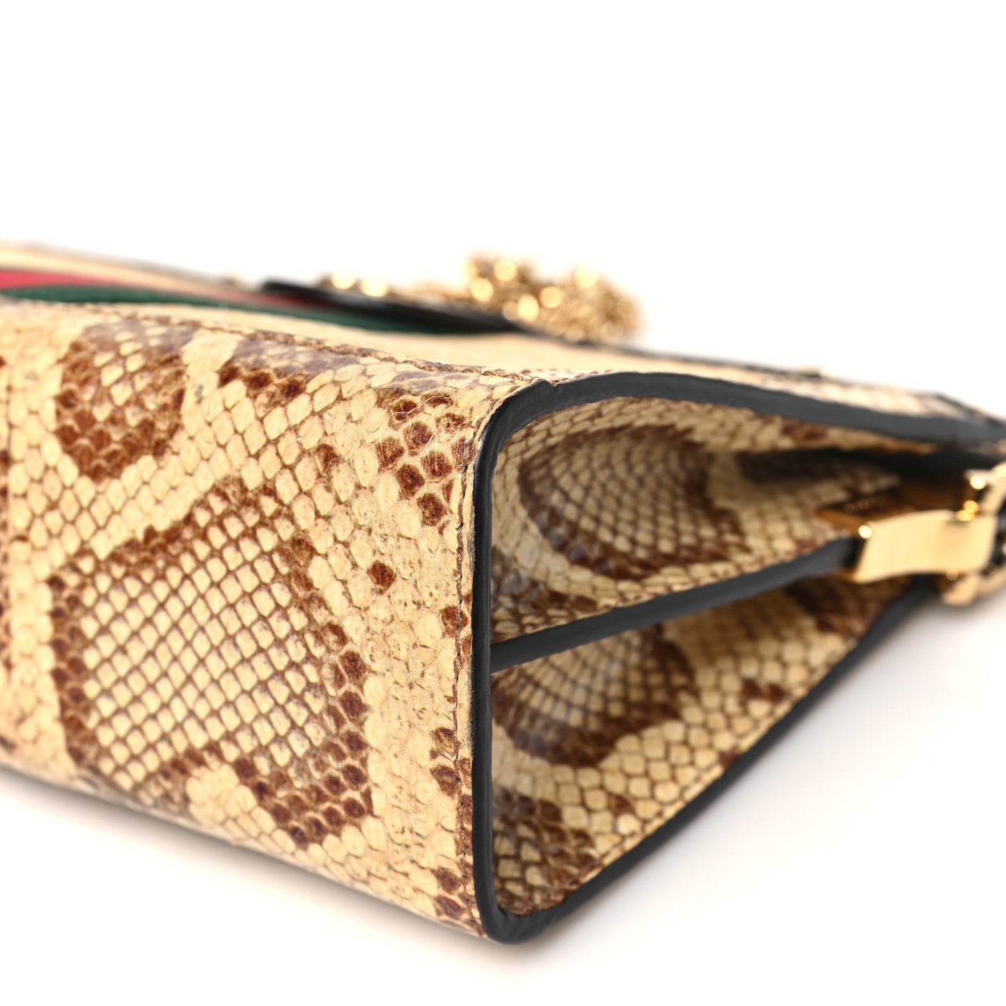 Raffia Elaphe GG Small Ophidia Chain Shoulder Bag Natural Cream Brown