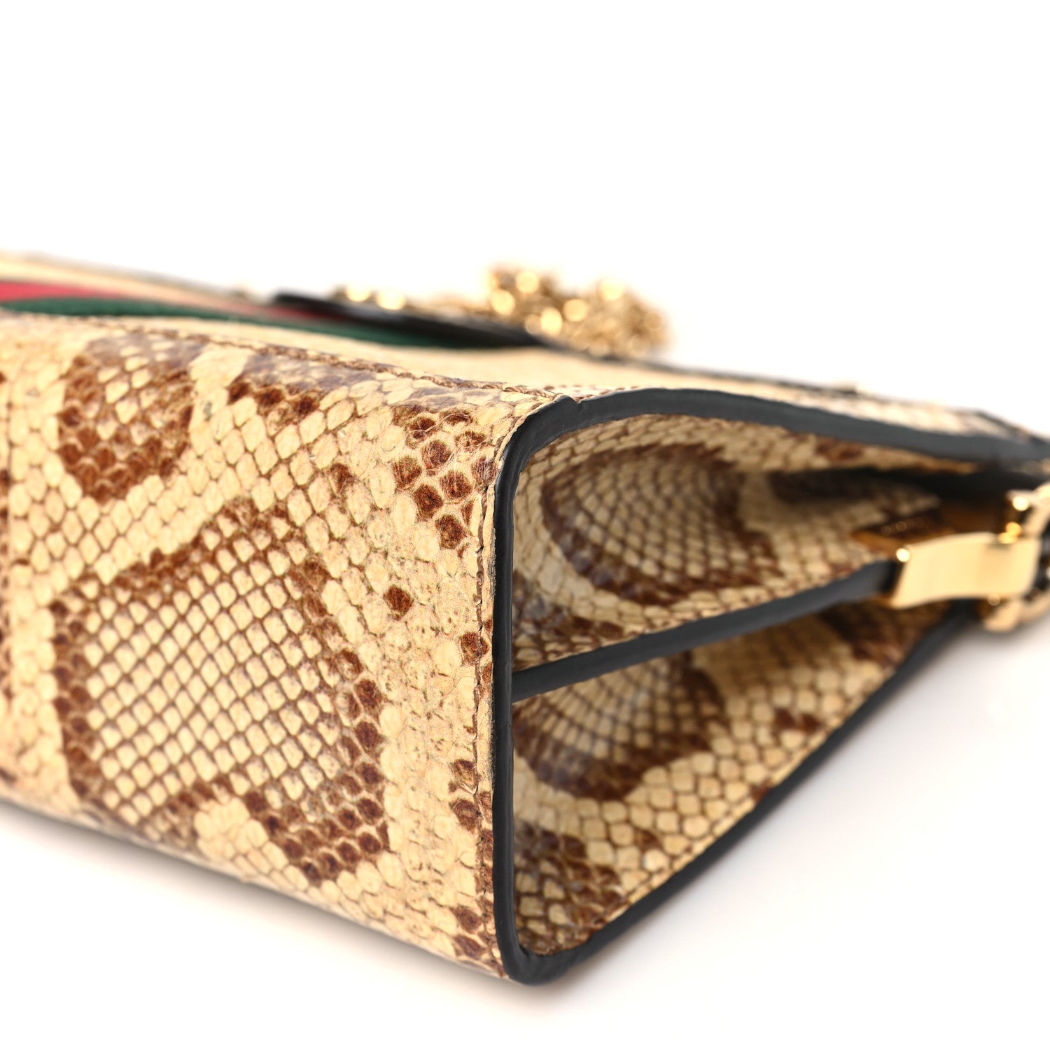 Gucci Raffia Elaphe GG Small Ophidia Chain Shoulder Bag Natural Cream Brown 10 of 12