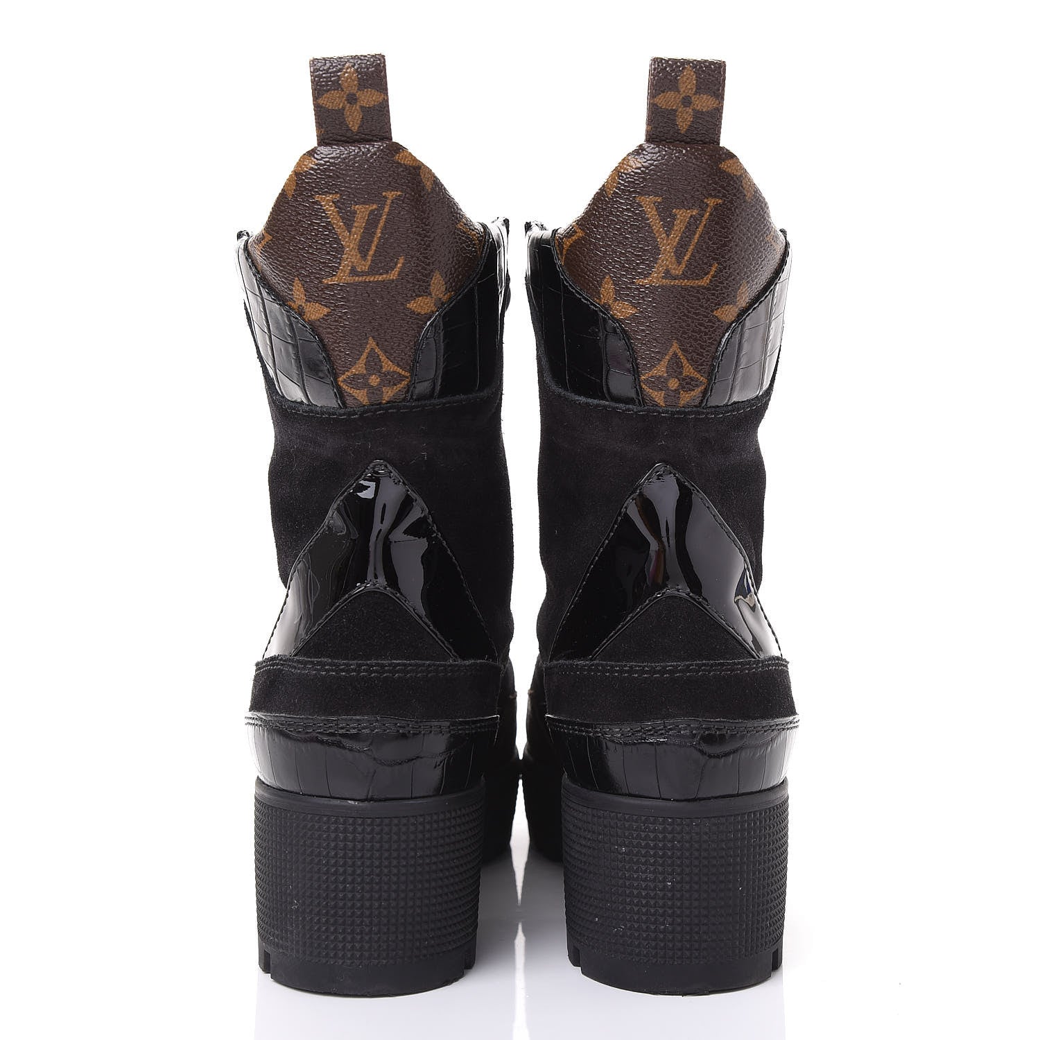 Louis Vuitton Suede Calfskin Monogram Laureate Platform Desert Boots 38.5 Black 7 of 11