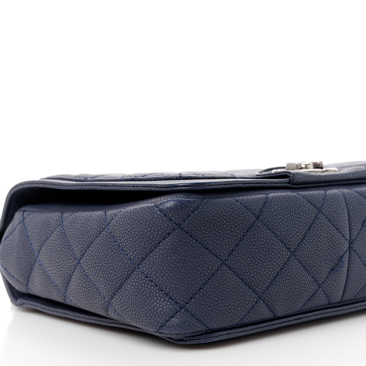 Chanel Washed Caviar Quilted Small Square Turn Around Ligne Flap Navy 10 of 12