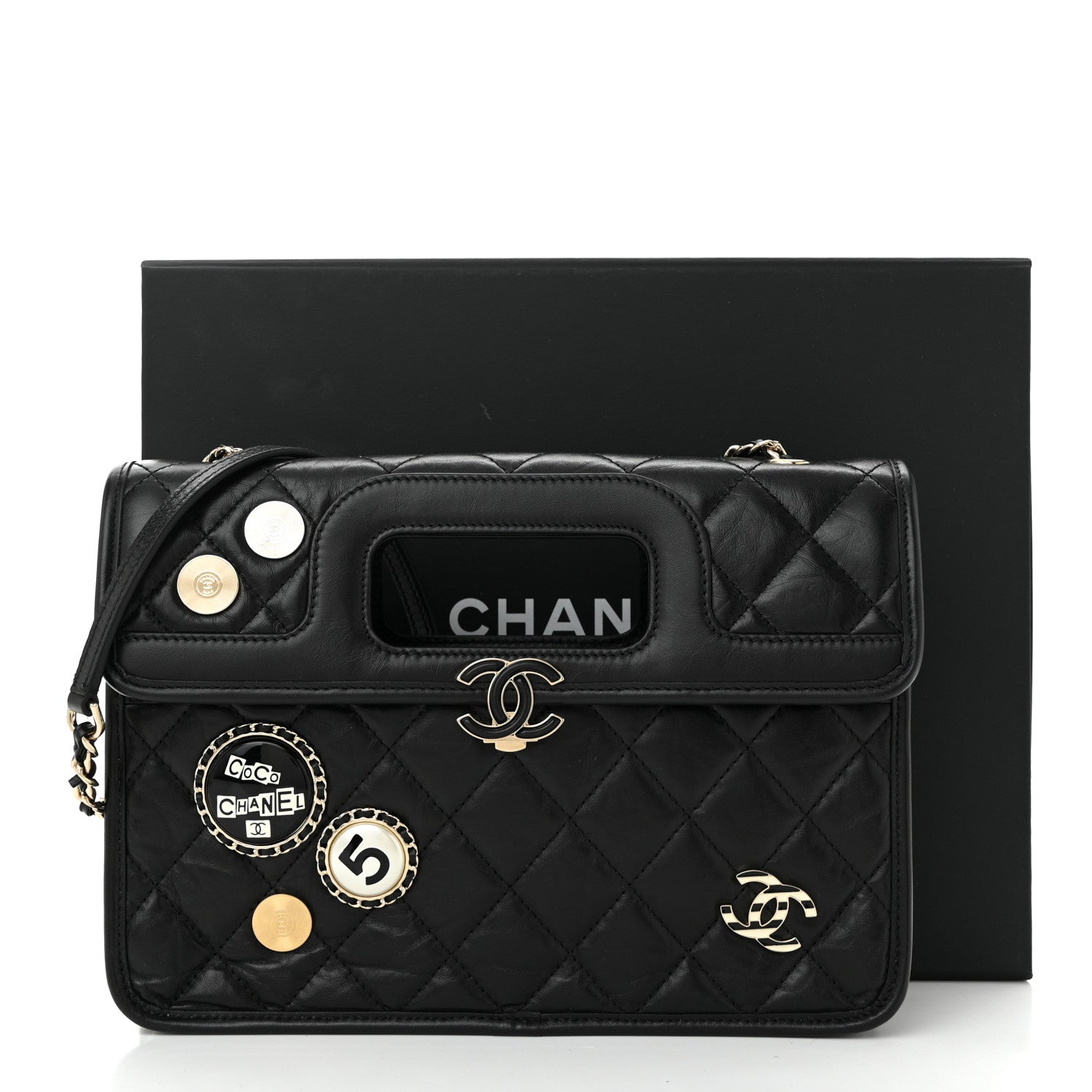 Chanel Aged Calfskin Charms Flap Bag Black 11 of 11