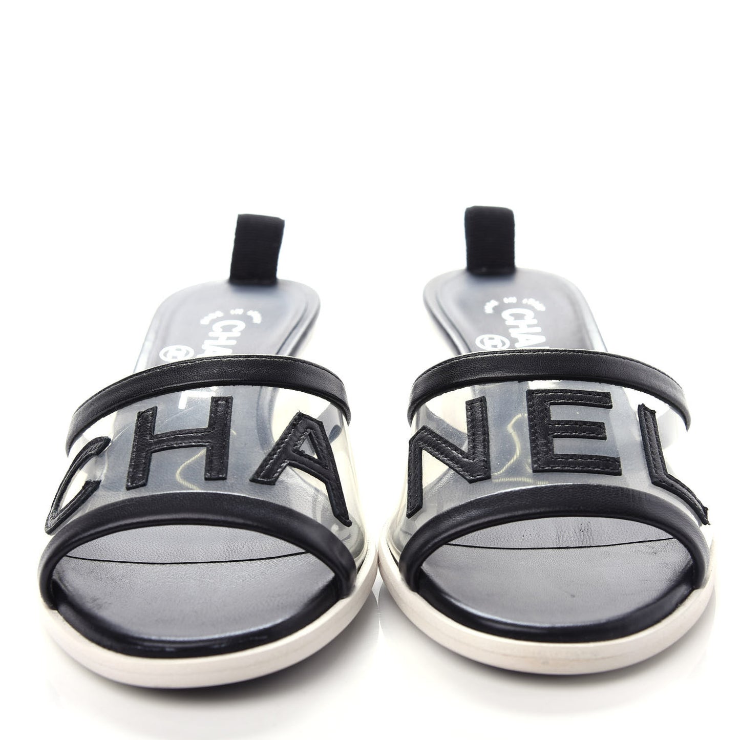 PVC Lambskin Logo Mules 35.5 Black