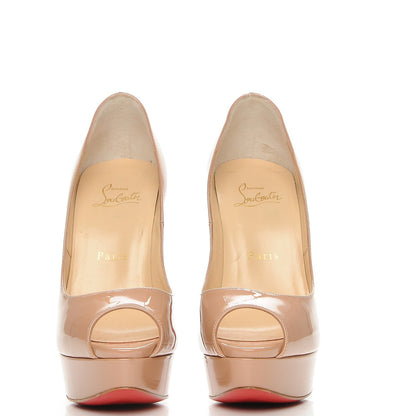 Christian Louboutin Patent Lady Peep 150 Pumps 37.5 Nude 3 of 6