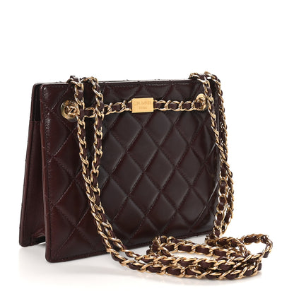Chanel Shiny Calfskin Quilted Small Shopping Bag Burgundy 3 of 10