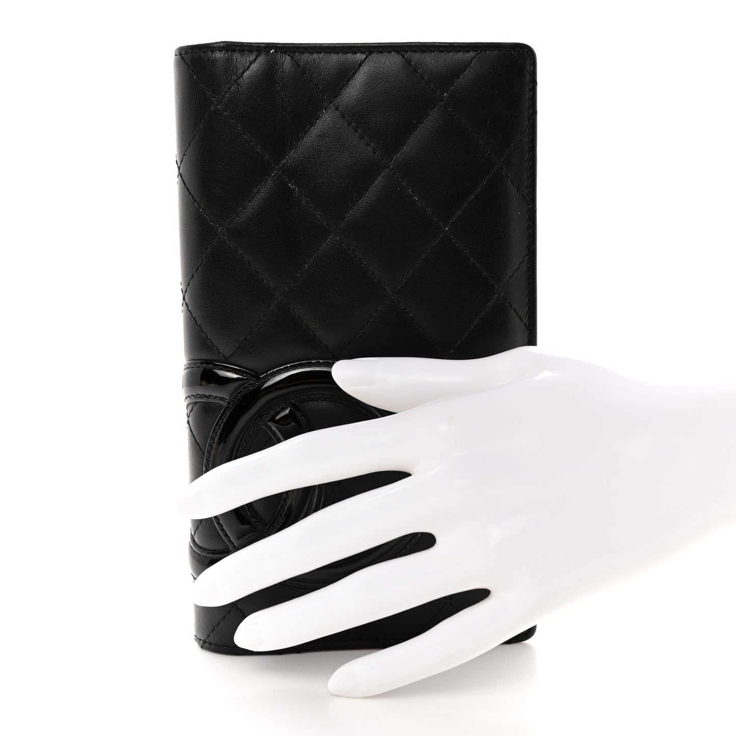 Calfskin Quilted Cambon Yen Wallet Black