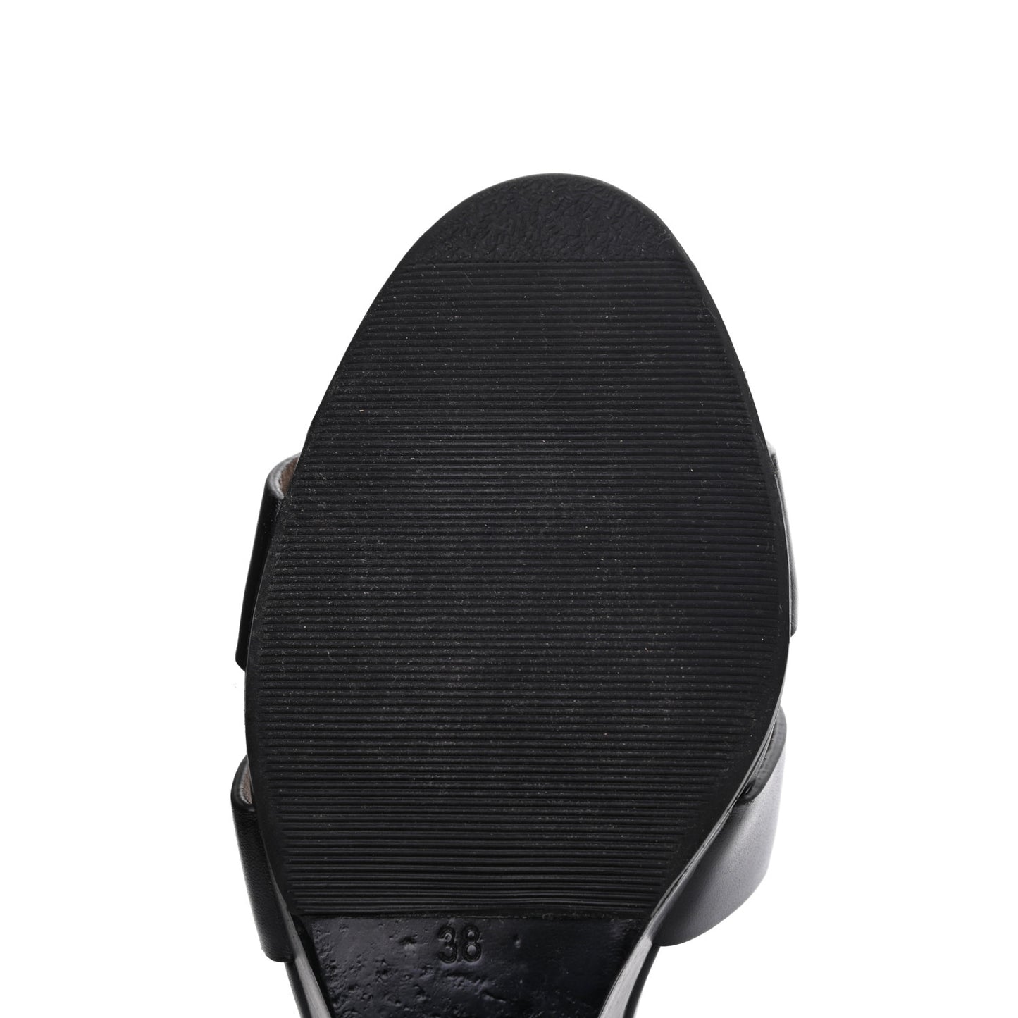 Calfskin Legend Wedge Sandals 38 Black