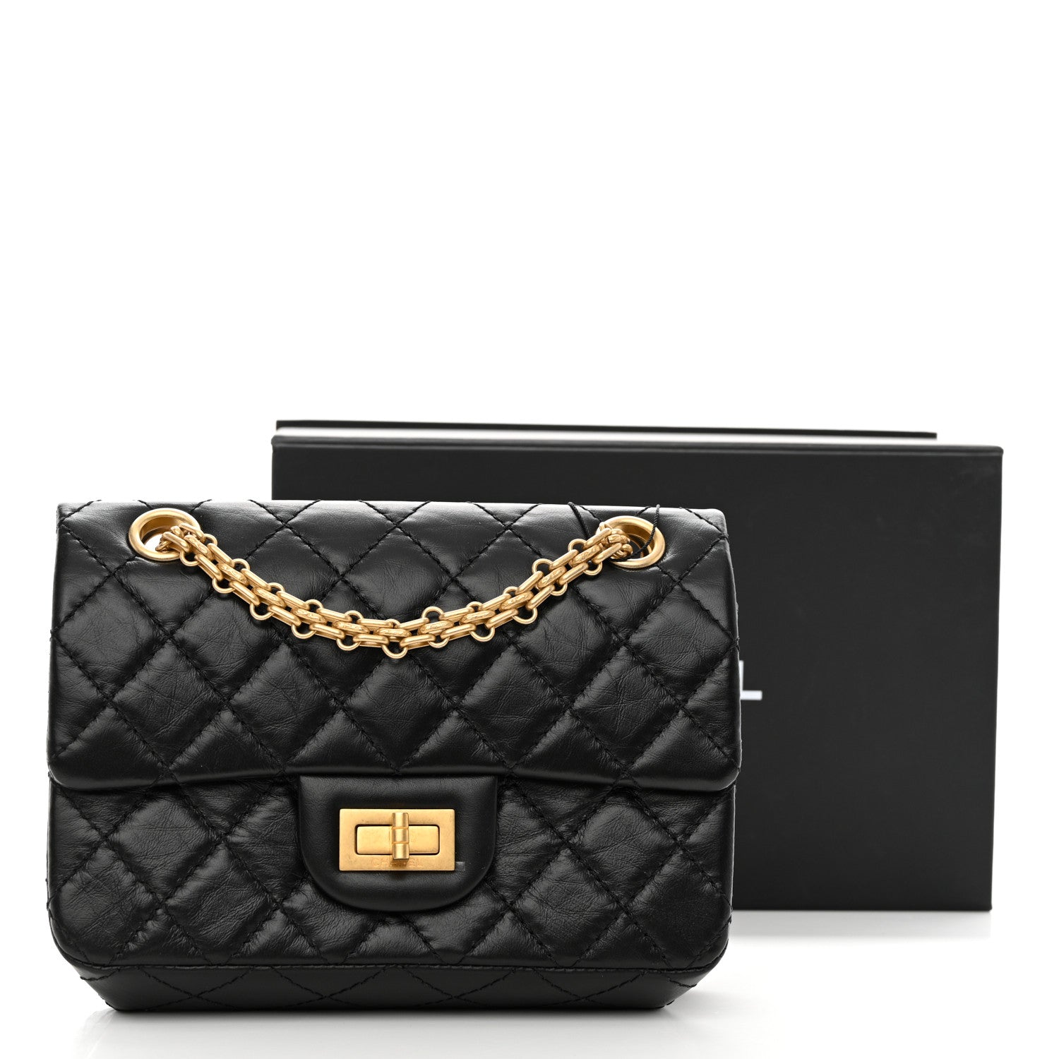 Chanel Aged Calfskin Quilted 2.55 Reissue Mini Flap Black 12 of 12
