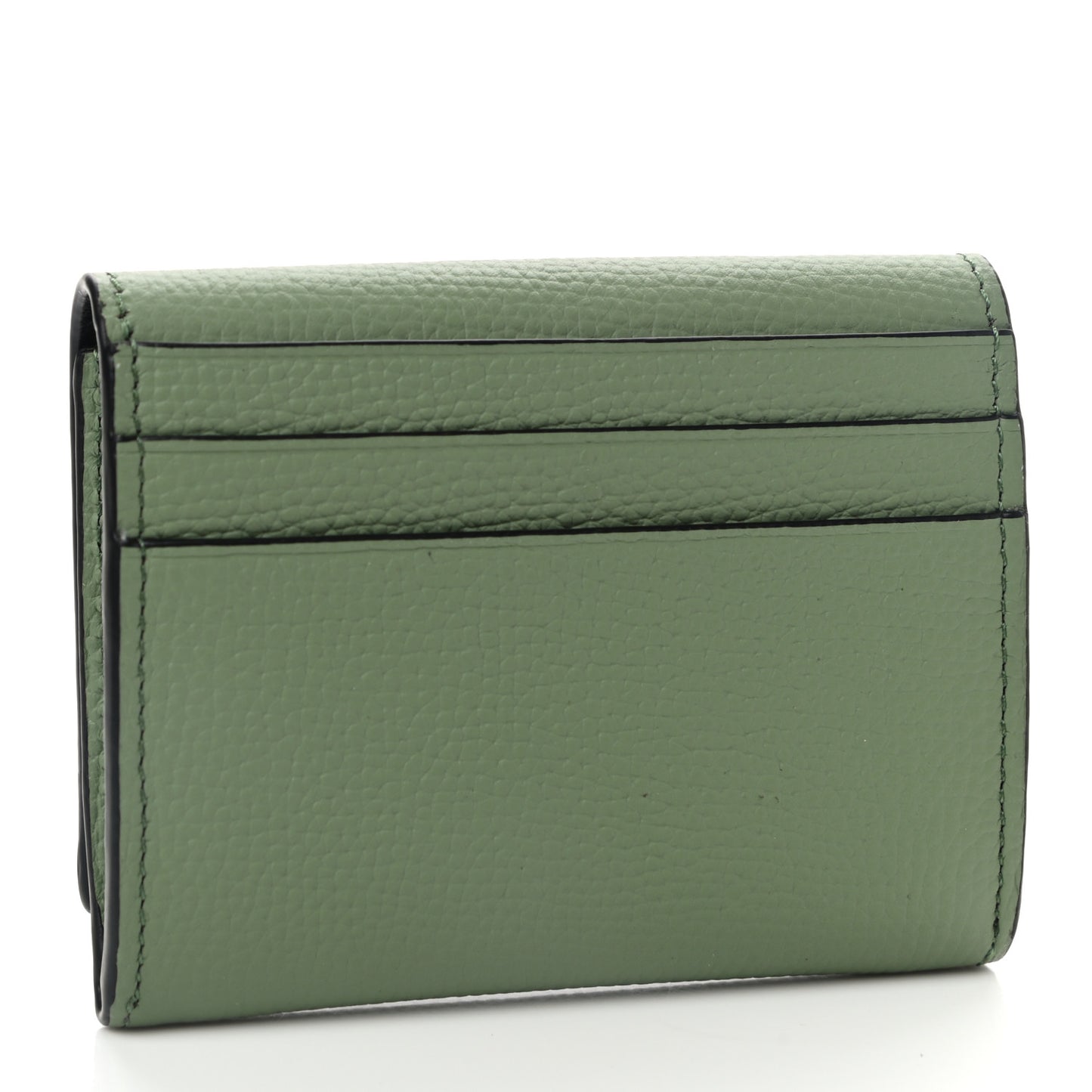 Pebble Grain Calfskin Pansies Print Coin Cardholder Rosemary