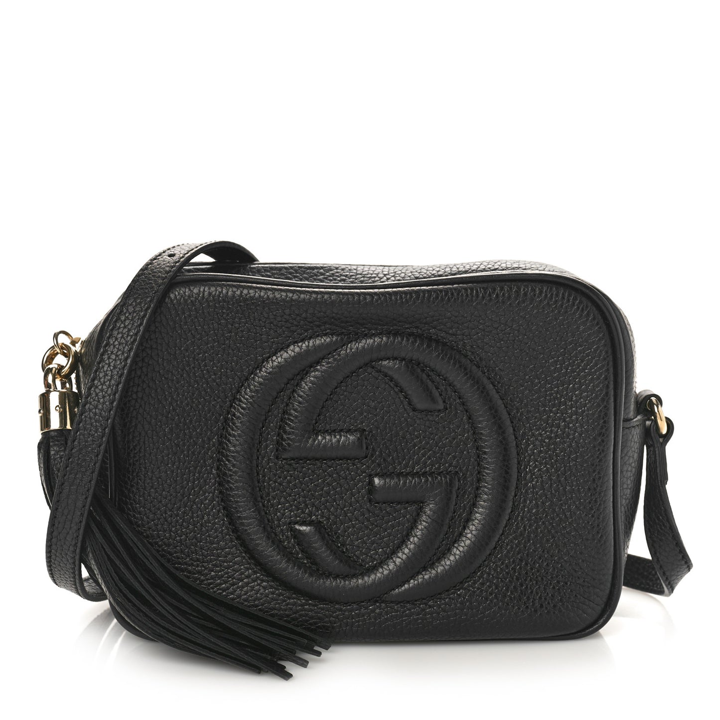 Pebbled Calfskin Small Soho Disco Bag Black