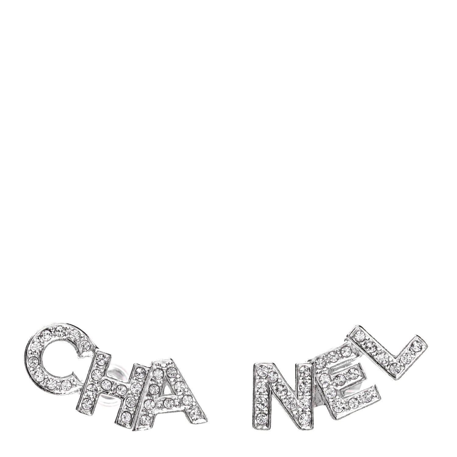 Chanel Crystal Pearl Signature Stud Earrings Gold 1 of 4