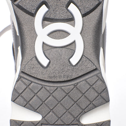 Chanel Suede Calfskin CC Sneakers 37 White Grey 7 of 10