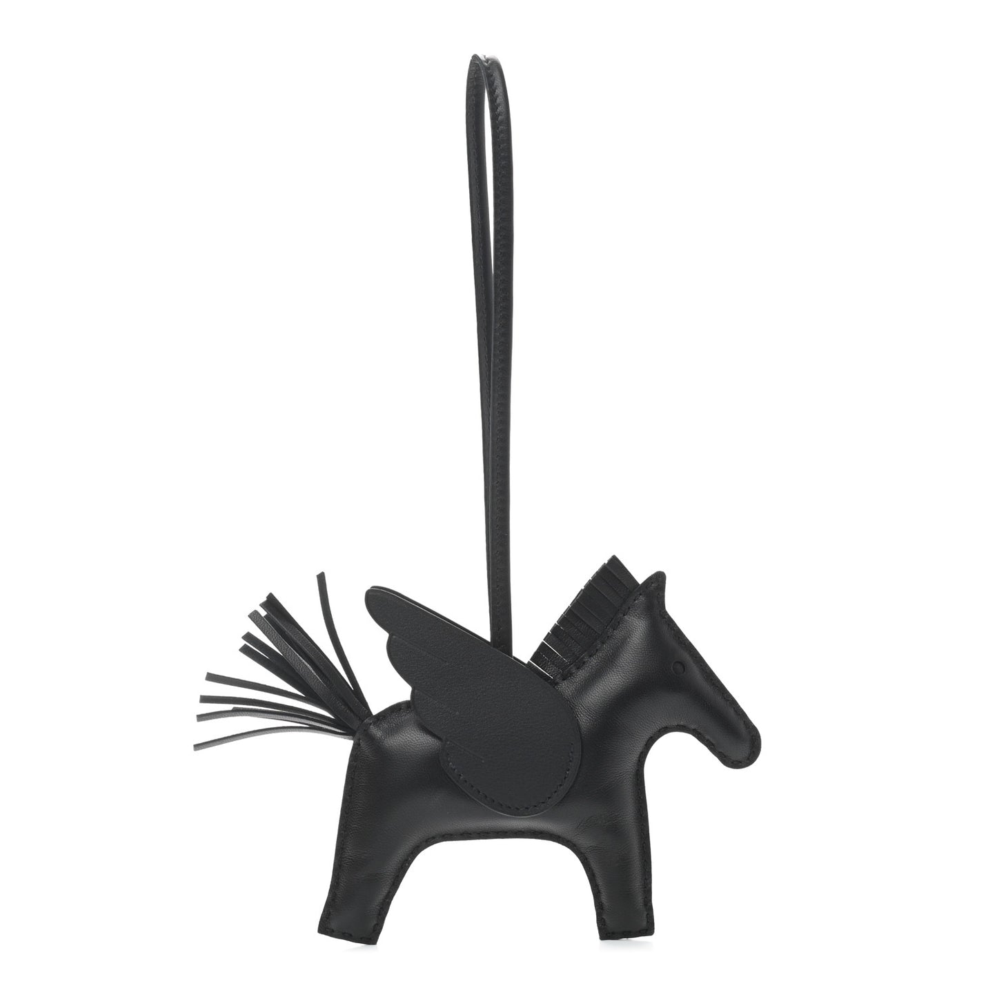 Milo Lambskin Grigri Rodeo Pegase Horse Bag Charm MM So Black