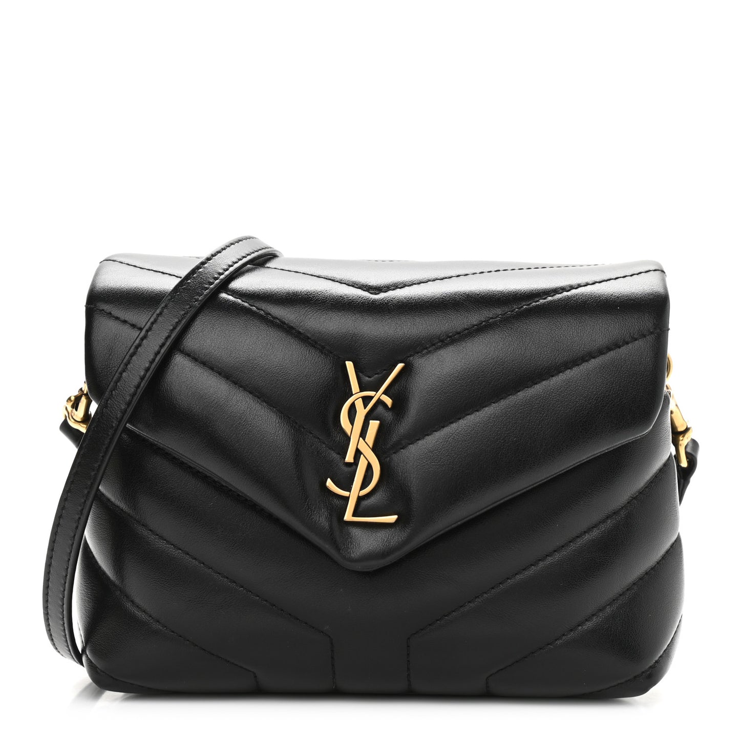 Calfskin Y Quilted Monogram Toy Loulou Crossbody Bag Black