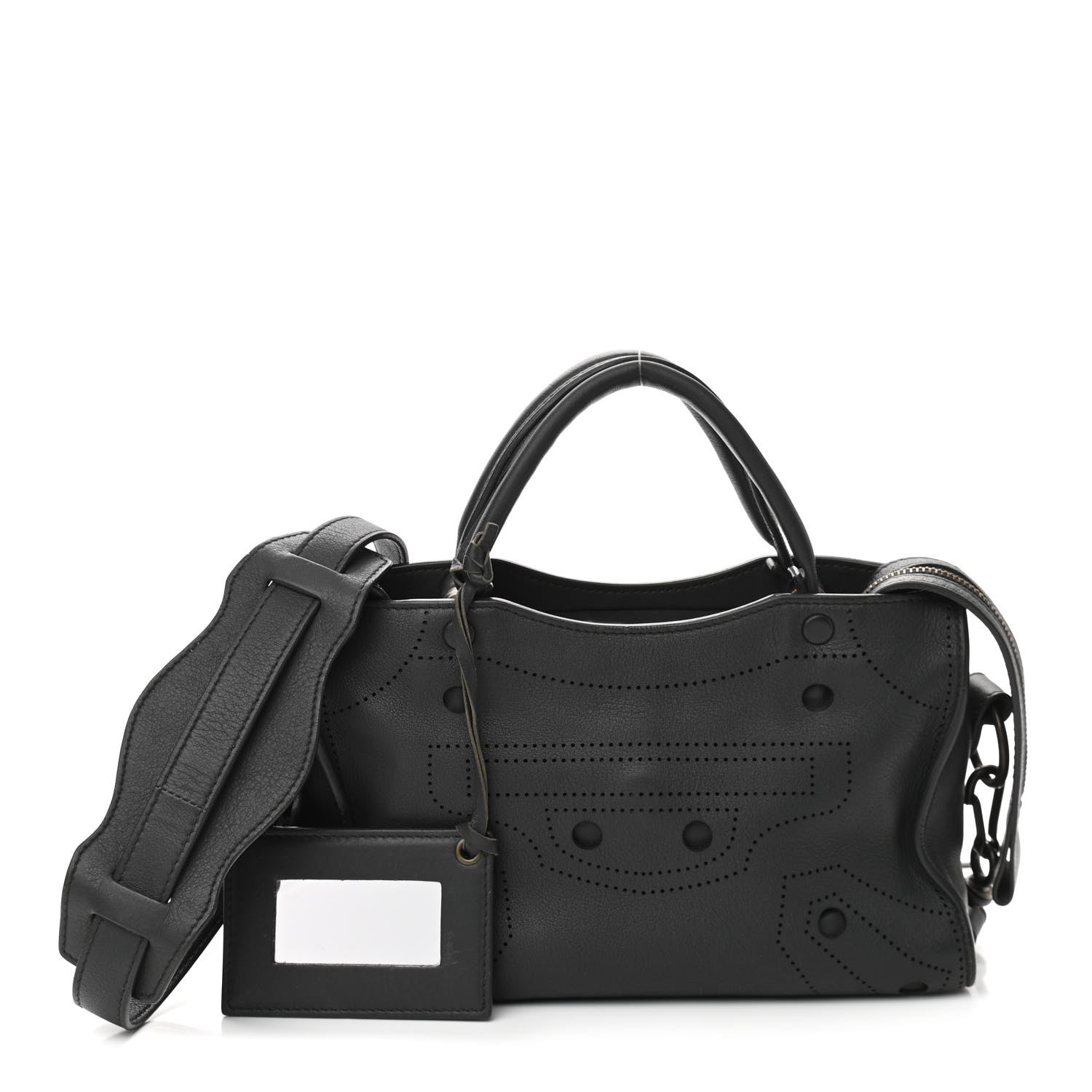 Balenciaga Veau Soyeux Perforated Blackout Hardware Mini City Gris Fossile 1 of 10