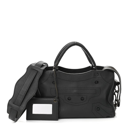 Balenciaga Veau Soyeux Perforated Blackout Hardware Mini City Gris Fossile 1 of 10