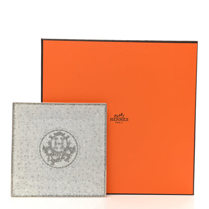Hermes Porcelain Mosaique Au 24 Platinum Square Plate N°3 7 of 7
