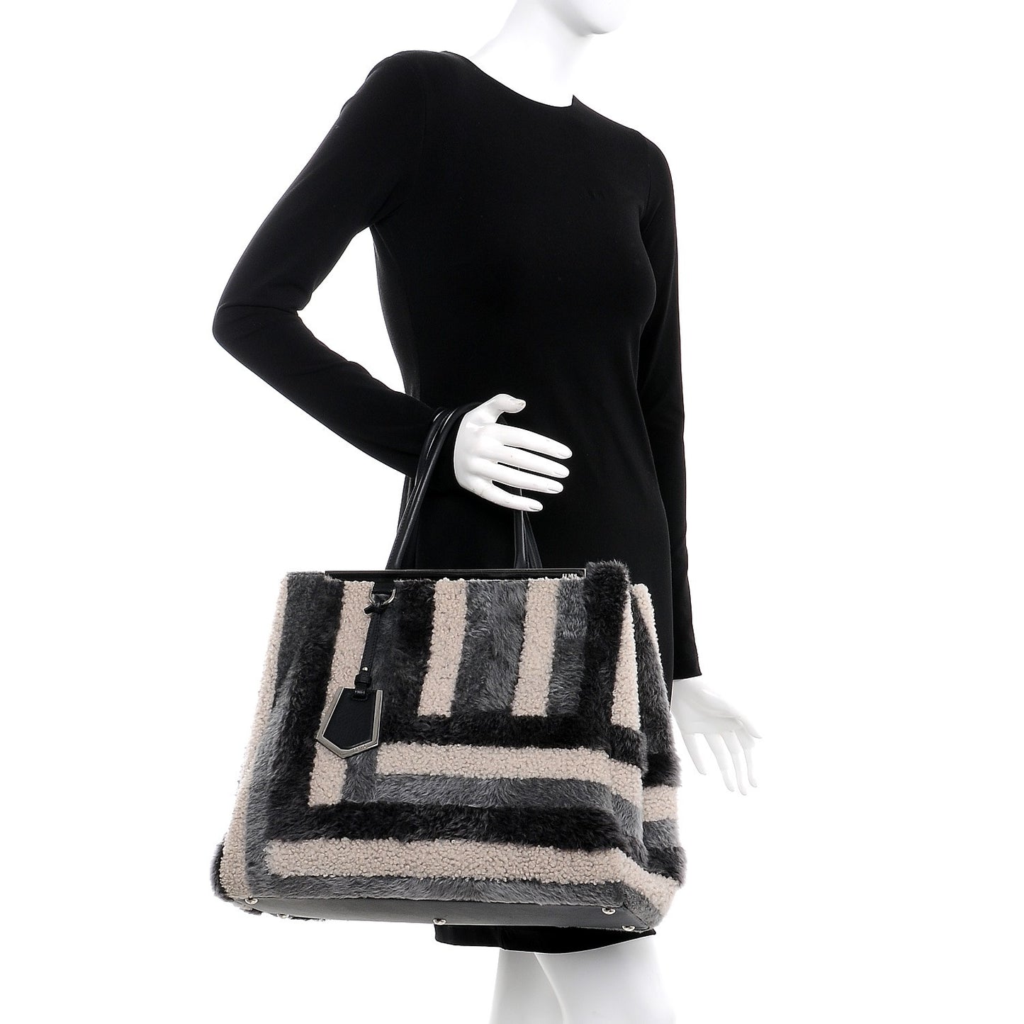 Shearling Large 2Jours Tote Light Blue Grey