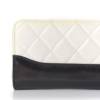 Chanel Aged Calfskin Quilted Small Gabrielle Zip Around Wallet White Black 7 of 12