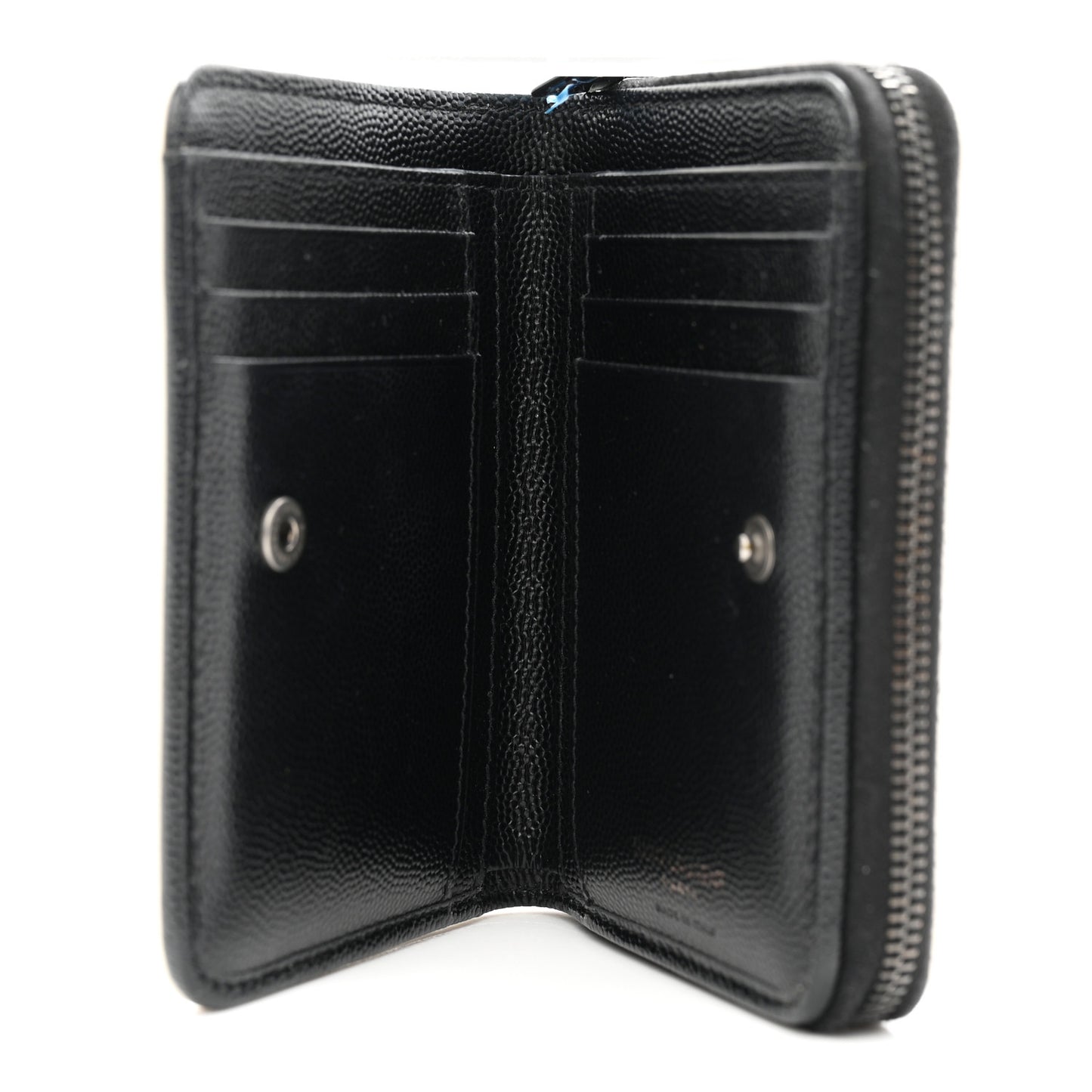 Grain De Poudre Matelasse Chevron Monogram Compact Zip Around Wallet Black White