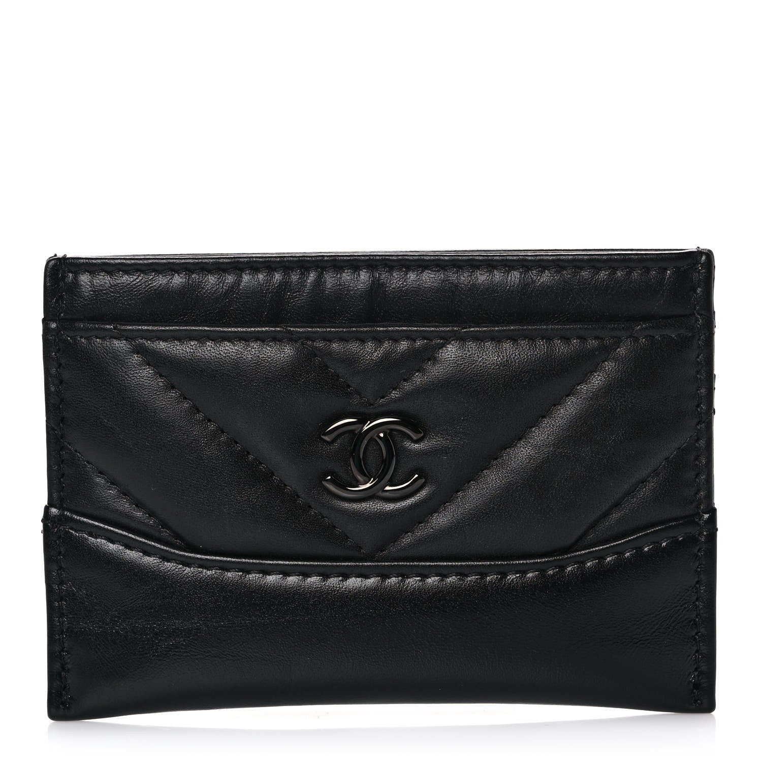Chanel Aged Calfskin Quilted Gabrielle Card Holder Wallet So Black 1 of 10
