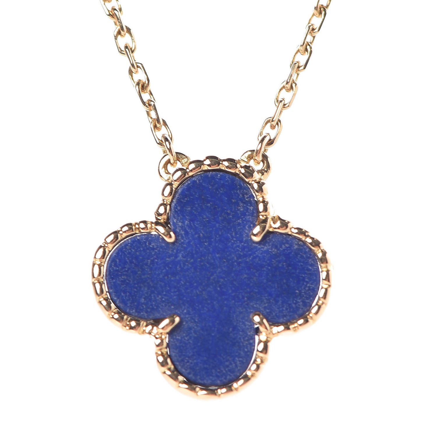 18K Yellow Gold Lapis Lazuli Vintage Alhambra Pendant Necklace