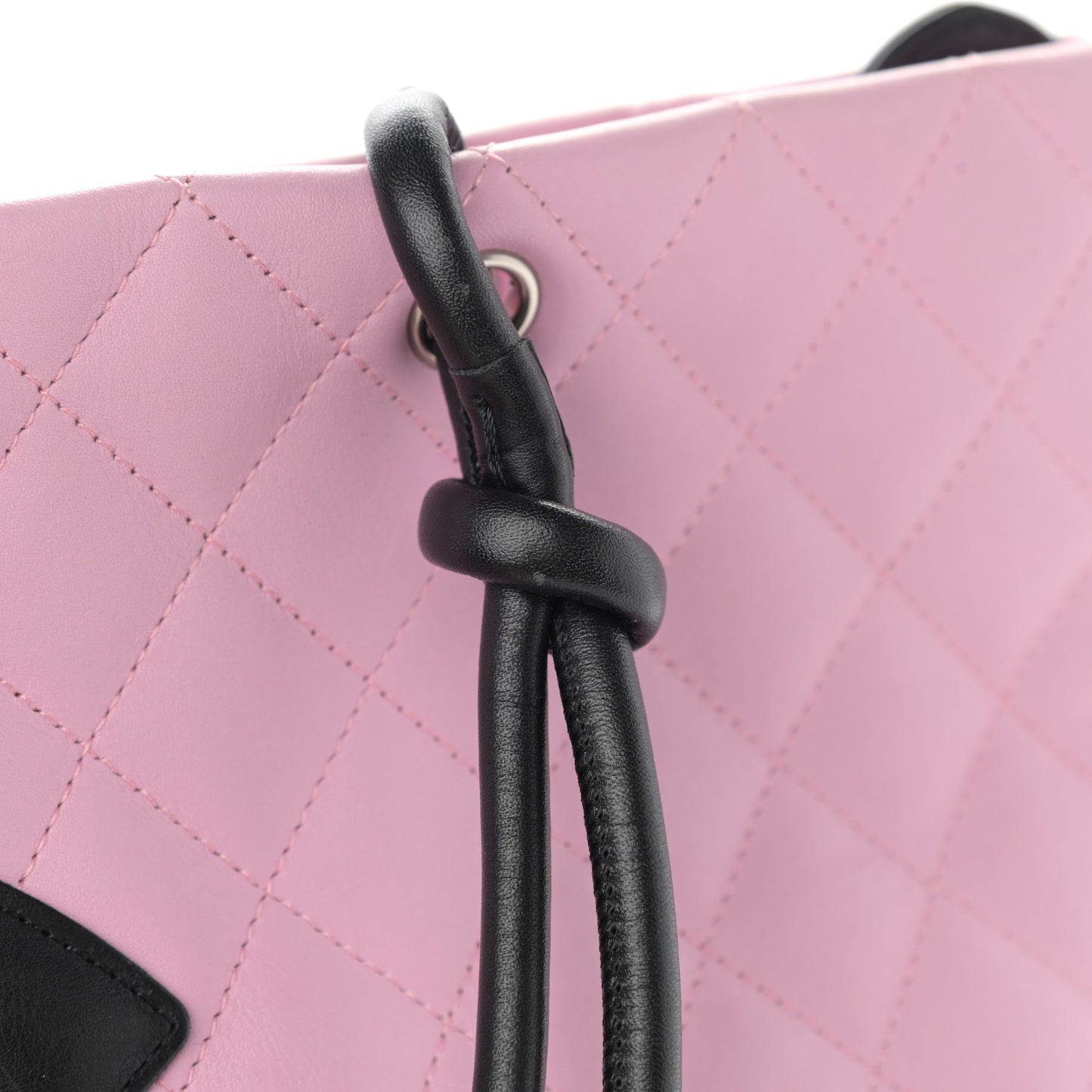 Calfskin Quilted Medium Cambon Tote Pink Black