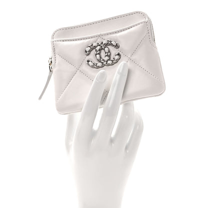 Chanel Lambskin Quilted Chanel 19 Zip Card Holder Wallet White 2 of 7