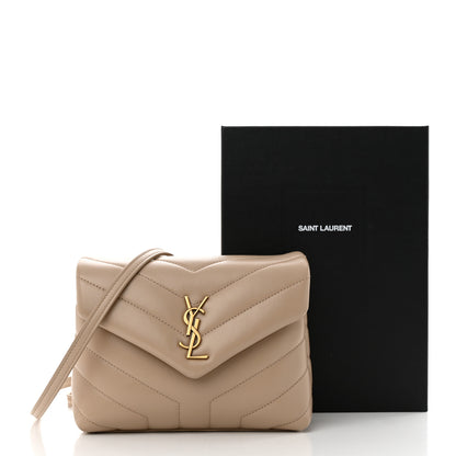 Saint Laurent Calfskin Y Quilted Monogram Toy Loulou Crossbody Bag Dark Beige 12 of 12