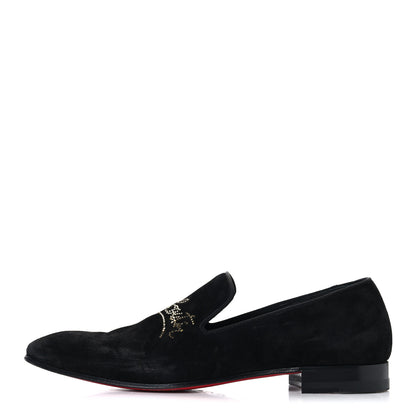 Christian Louboutin Veau Velours Strass Mens Navy Dandelion Flat Loafers 39 Black Cry Aurum Gold 1 of 19