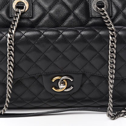 Chanel Grained Calfskin Quilted Large Casual Pocket Bowling Bag Black 11 of 14