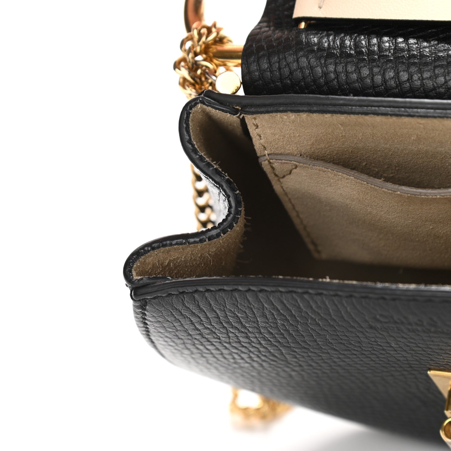 Chloe Textured Calfskin Lambskin Nano Drew Shoulder Bag Black 14 of 15