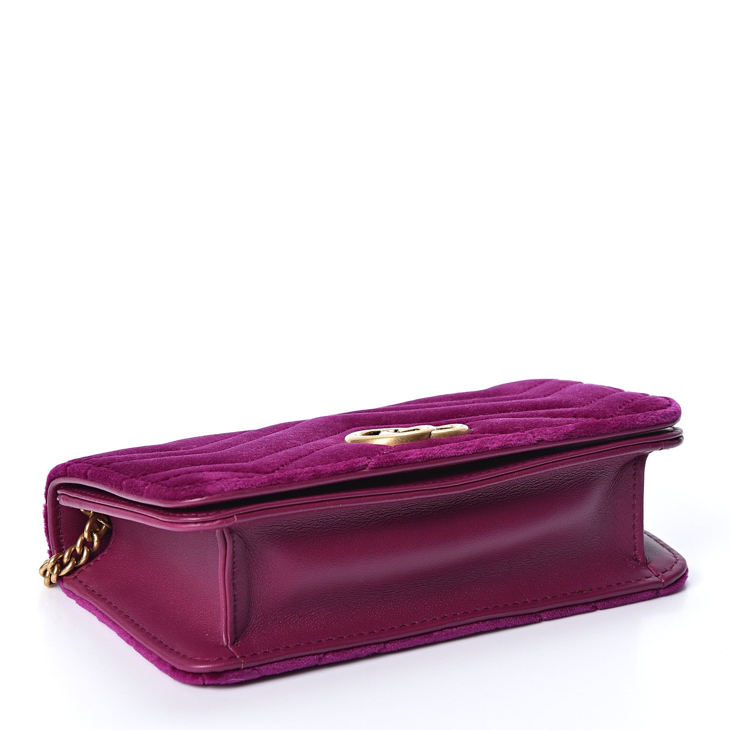 Gucci Velvet Matelasse GG Marmont Mini Bag Fuchsia Violet Cyclamen 3 of 9