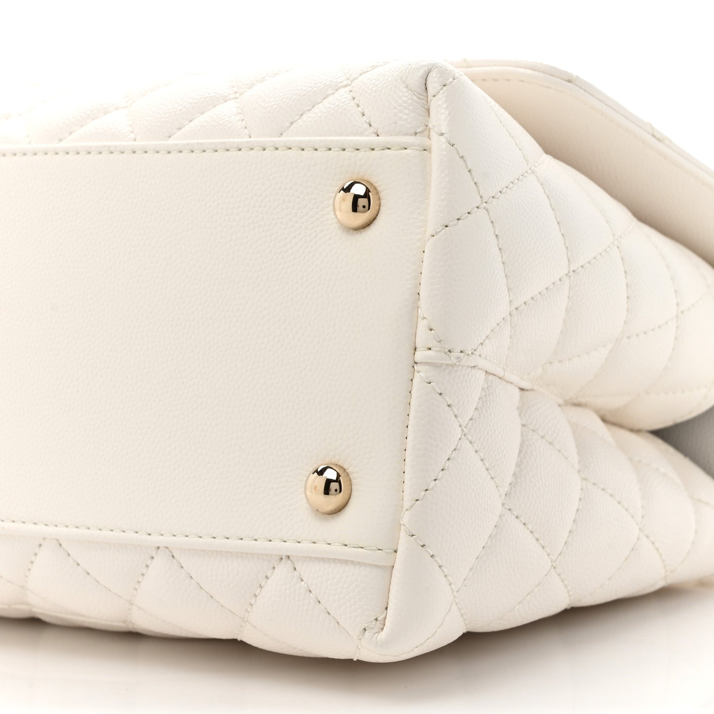 Caviar Quilted Small Coco Handle Flap White