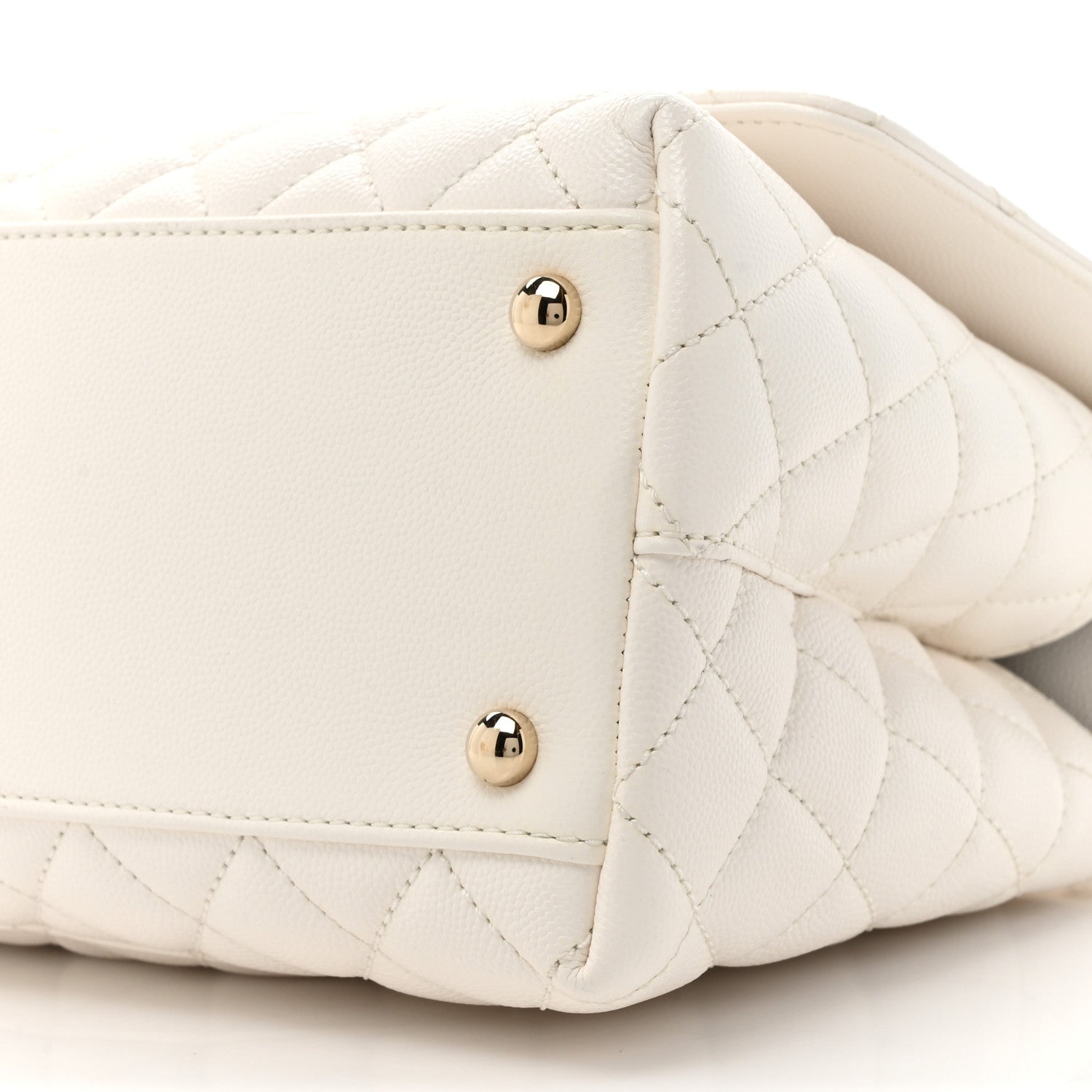 Chanel Caviar Quilted Small Coco Handle Flap White 10 of 11