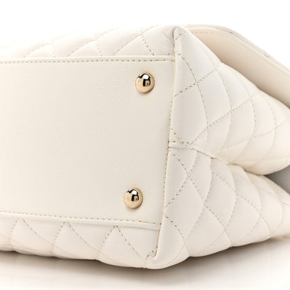 Chanel Caviar Quilted Small Coco Handle Flap White 10 of 11