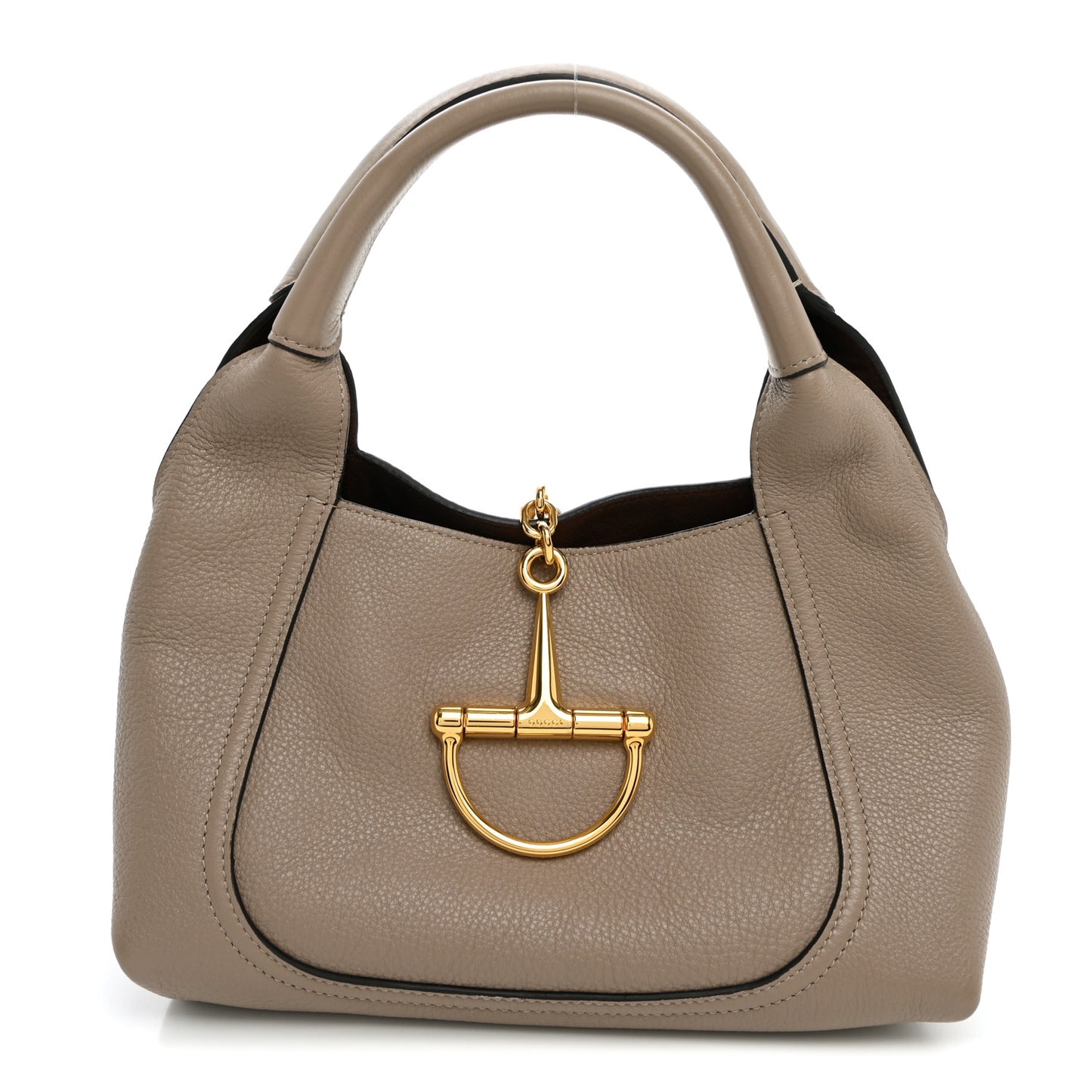 Grained Calfskin Softbit Medium Shoulder Bag Taupe