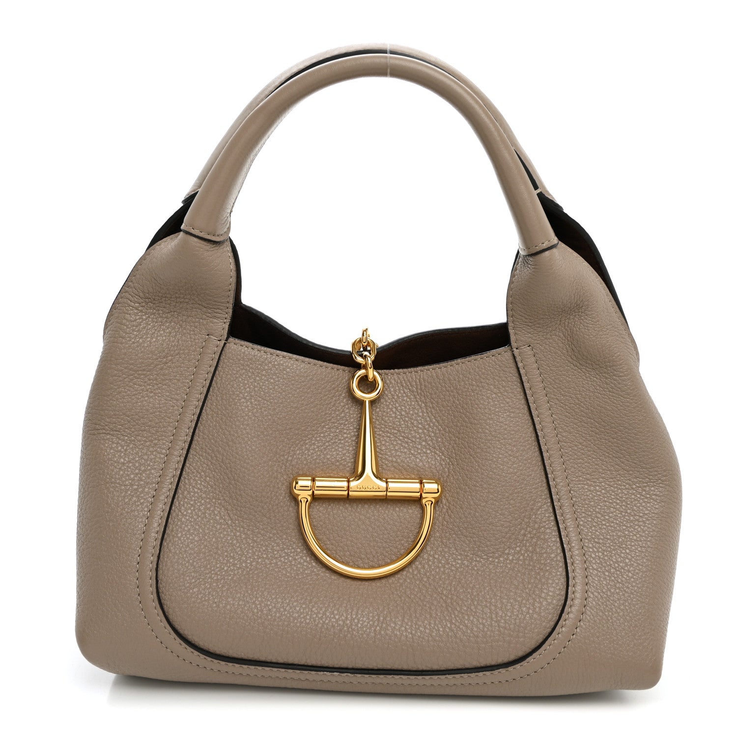 Gucci Grained Calfskin Softbit Medium Shoulder Bag Taupe 1 of 8