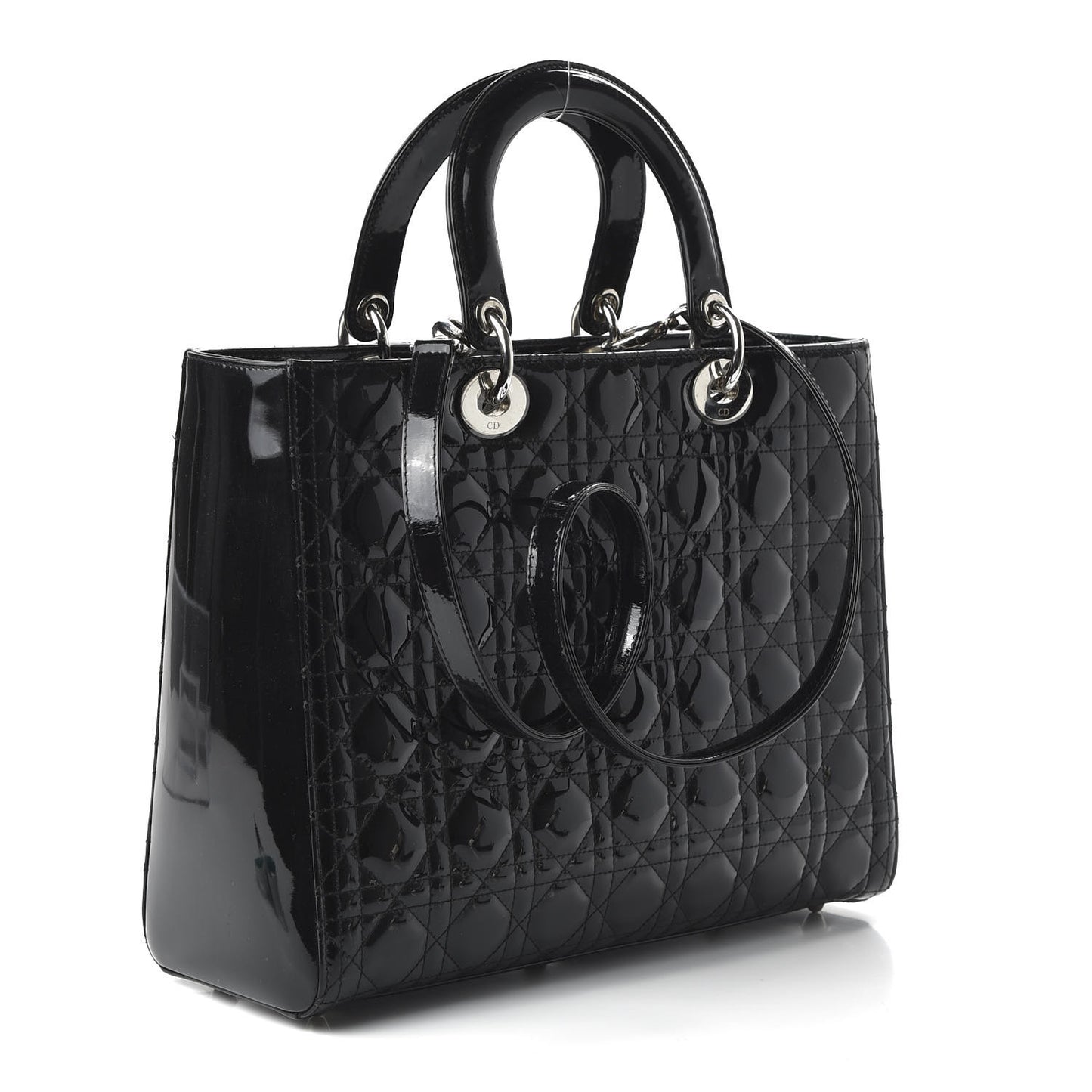 Patent Cannage Large Lady Dior Black