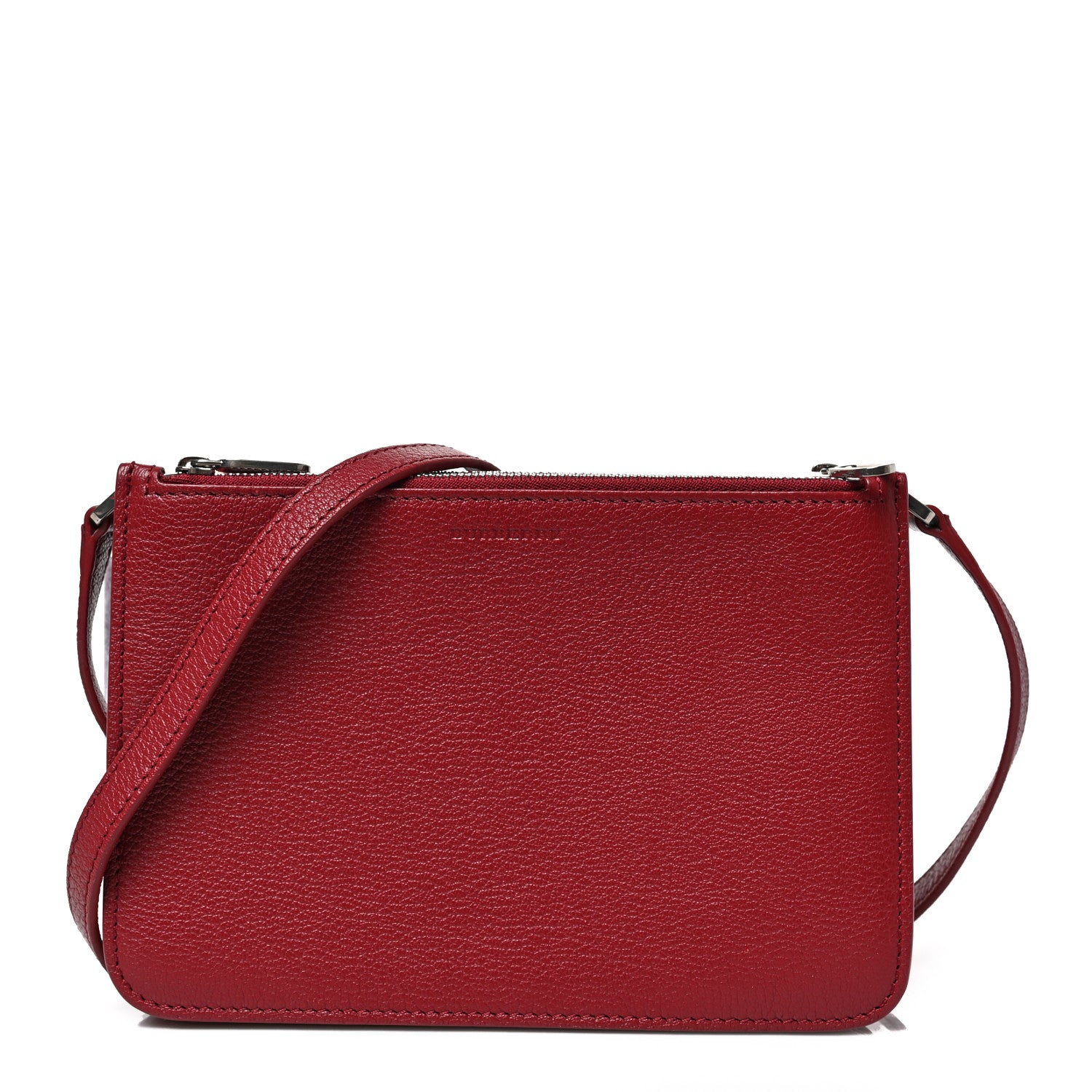 Burberry Grainy Goatskin Triple Zip Crossbody Bag Crimson 1 of 8