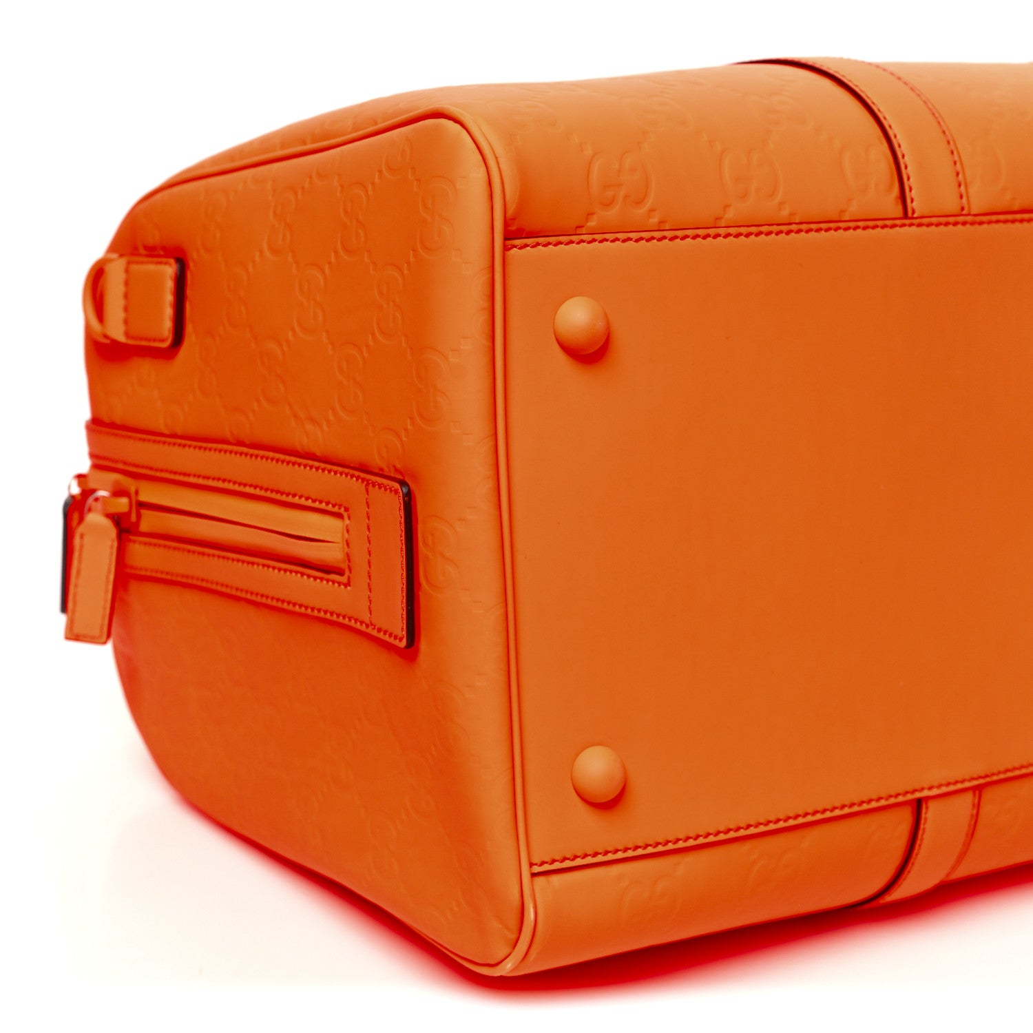 Gucci Rubber Effect GG Embossed Duffle Bag New Orange Fluo 7 of 8