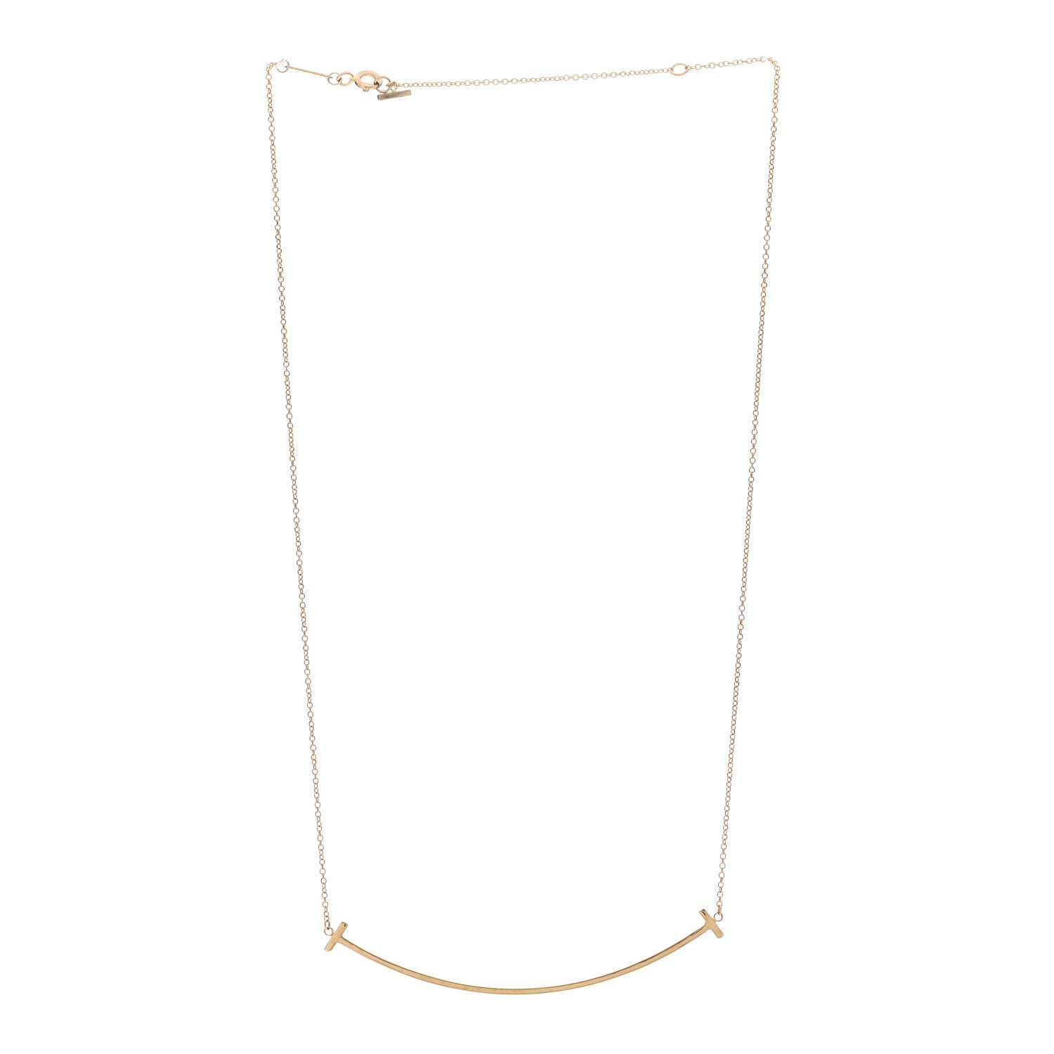 Tiffany 18K Yellow Gold Large T Smile Pendant Necklace 3 of 5