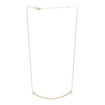 Tiffany 18K Yellow Gold Large T Smile Pendant Necklace 3 of 5