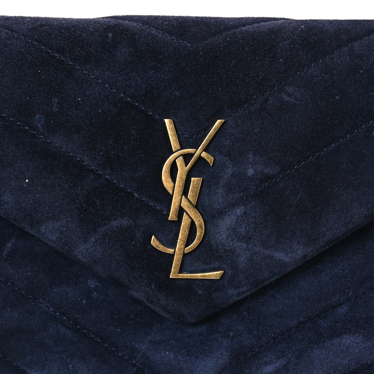 Saint Laurent Suede Y Quilted Monogram Toy Loulou Crossbody Bag Navy 9 of 12