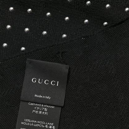 Gucci Wool Studded Jacquard GG Scarf Black 7 of 7