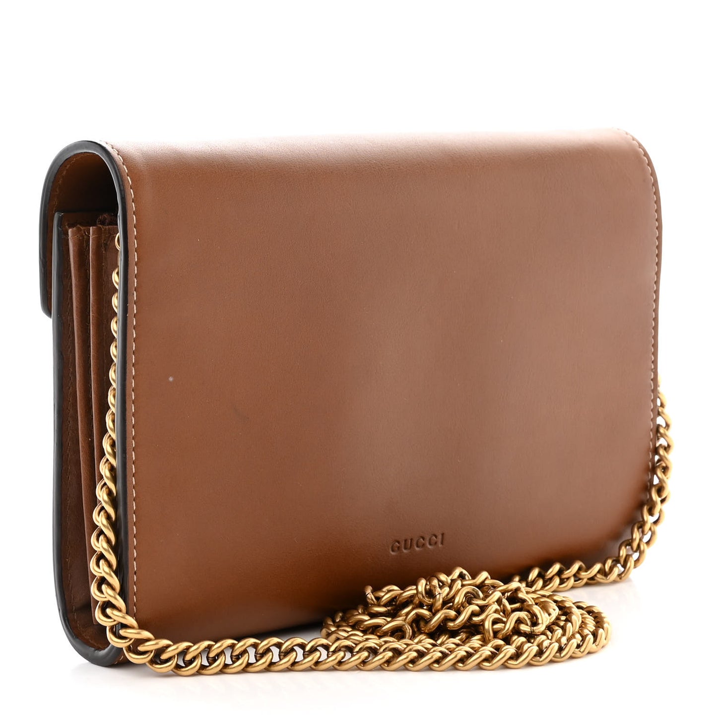 Calfskin Animalier Chain Wallet Brown