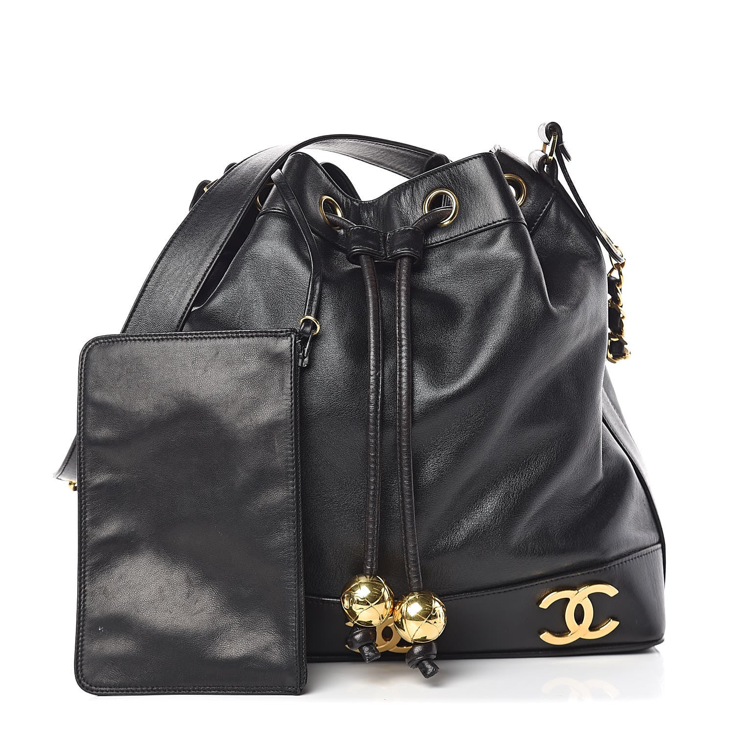 Chanel Lambskin CC Drawstring Shoulder Bag Black 1 of 17