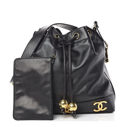 Chanel Lambskin CC Drawstring Shoulder Bag Black 1 of 17
