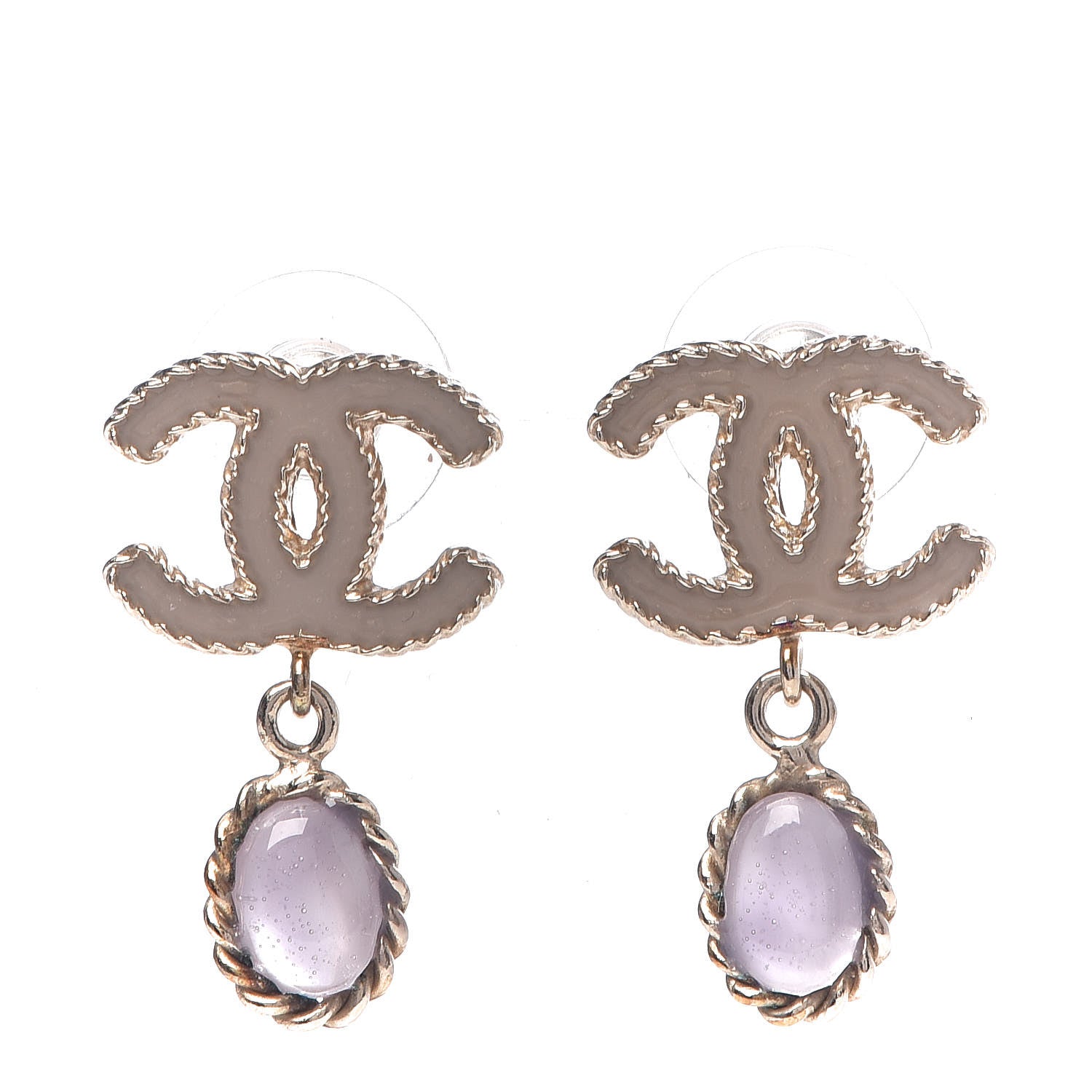 Chanel Enamel CC Drop Earrings Gold 1 of 4